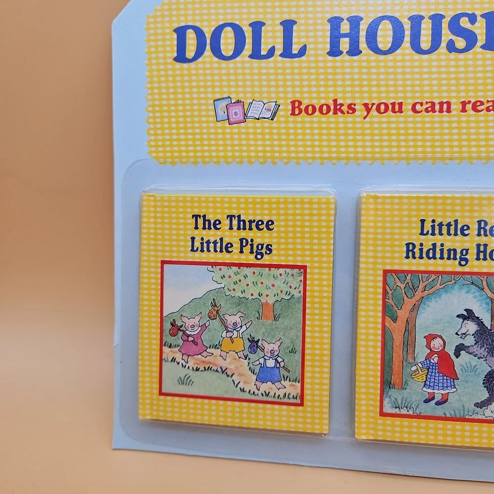 Vintage Doll House Library Gingham Collection Brand New NOS Mini Books